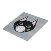 Zwarte kat, strepen tegeltje (Zijkant)