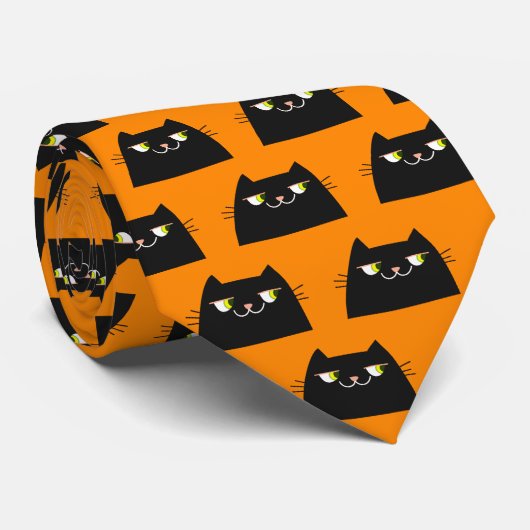 Zwarte kat stropdas (Opgerold)