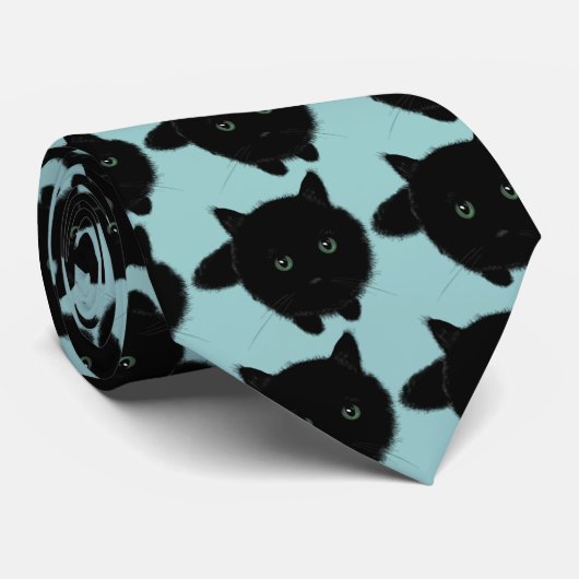 Zwarte kat stropdas (Opgerold)