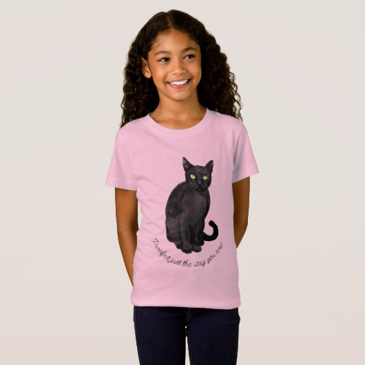 Zwarte kat T-Shirt (Voorkant volledig)