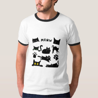 Zwarte kat t-shirt