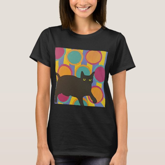Zwarte kat t-shirt (Voorkant)