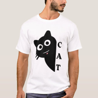 Zwarte kat T-shirt met leuk snoetje