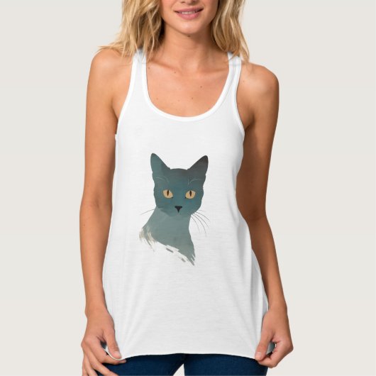 Zwarte kat tanktop (Voorkant)