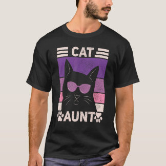 Zwarte Kat Tante Vrouwen Kat Liefhebber Kat Tante  T-shirt