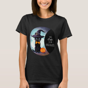 Zwarte kat te schattig om eng te zijn t-shirt