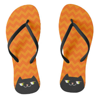 Zwarte kat teenslippers