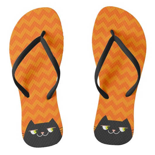 Zwarte kat teenslippers (Voetbed)