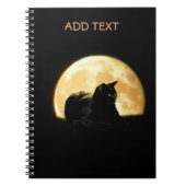 Zwarte kat tegen volle maan notitieboek (Voorkant)
