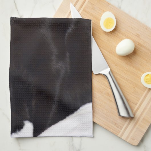 Zwarte kat theedoek (Quarter Fold)