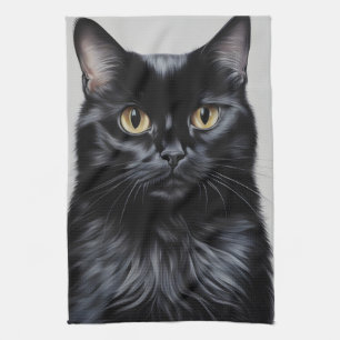 Zwarte kat theedoek
