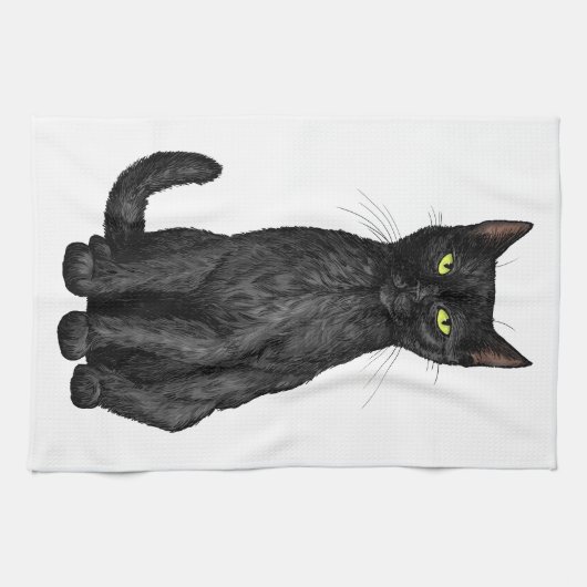 Zwarte kat theedoek (Horizontaal)