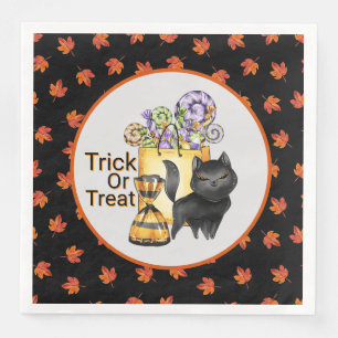 Zwarte Kat Trick Or Treat  Servet