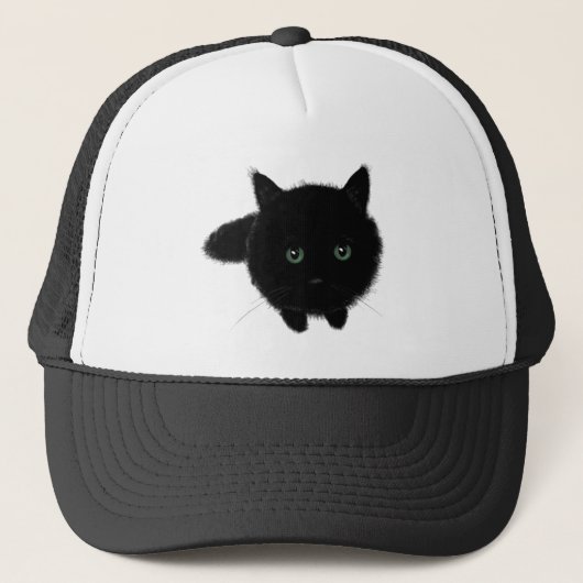 Zwarte kat trucker pet (Voorkant)