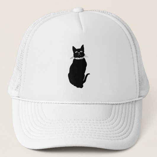  zwarte kat trucker pet (Voorkant)
