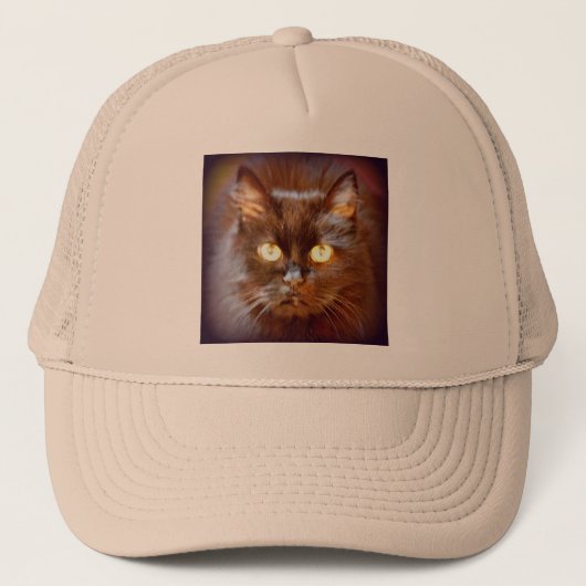 zwarte kat trucker pet (Voorkant)