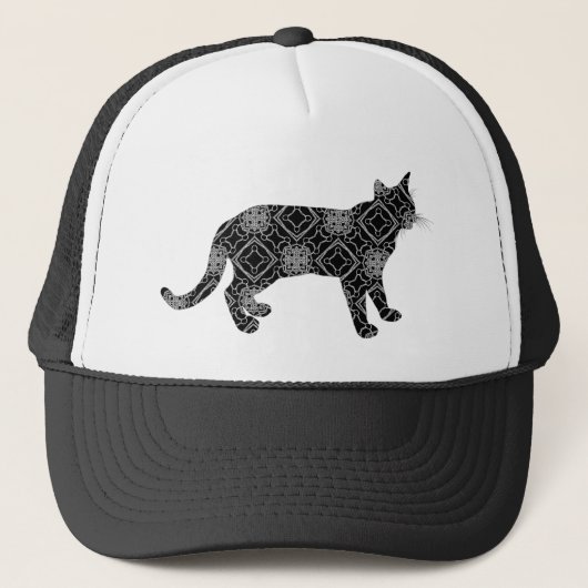 Zwarte kat trucker pet (Voorkant)
