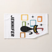 Zwarte kat uit de middeleeuwen bad handdoek (Handdoek)