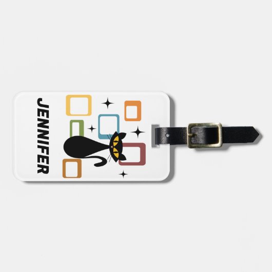 Zwarte kat uit de middeleeuwen bagagelabel (Voorkant horizontaal)