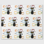 Zwarte kat uit de middeleeuwen cadeaupapier (Vlak)