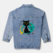 Zwarte kat uit de middeleeuwen denim jacket (Achterkant)
