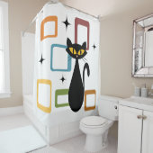 Zwarte kat uit de middeleeuwen douchegordijn (In situ)