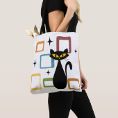 Zwarte kat uit de middeleeuwen draagtas (Dichtbij)