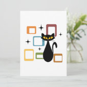 Zwarte kat uit de middeleeuwen feestdagenkaart (Staand voorkant)