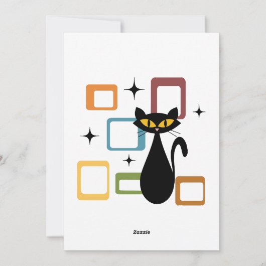 Zwarte kat uit de middeleeuwen feestdagenkaart (Achterkant)