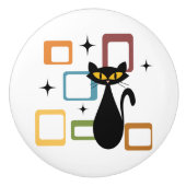 Zwarte kat uit de middeleeuwen keramische knop (Voorkant)