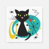 Zwarte kat uit de middeleeuwen servet (Voorkant)