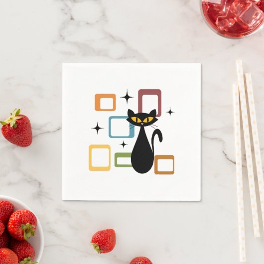 Zwarte kat uit de middeleeuwen servet (Insitu)