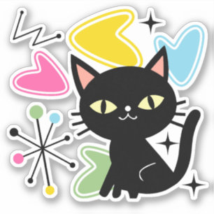 Zwarte kat uit de middeleeuwen sticker