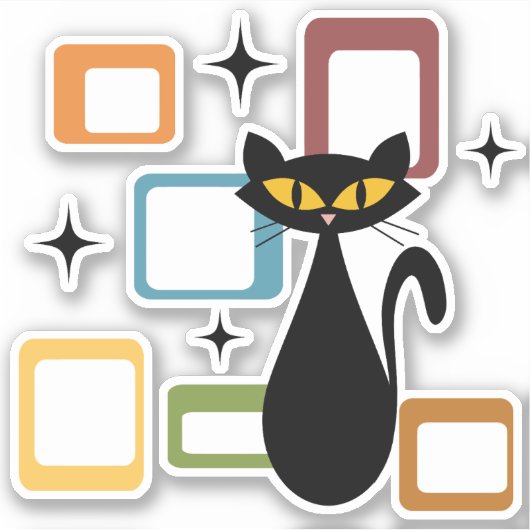 Zwarte kat uit de middeleeuwen sticker (Voorkant)