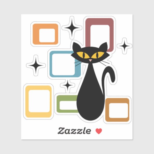 Zwarte kat uit de middeleeuwen sticker (Vel)