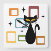 Zwarte kat uit de middeleeuwen vierkante klok (Voorkant)