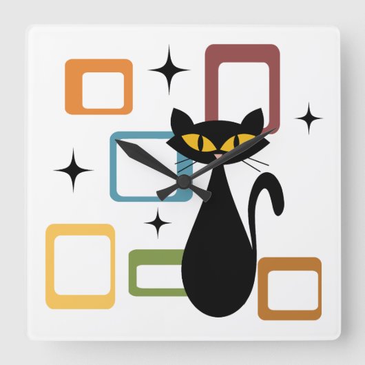 Zwarte kat uit de middeleeuwen vierkante klok (Voorkant)