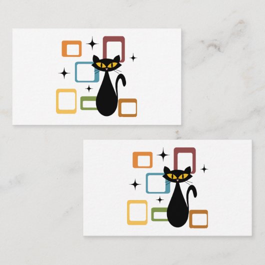 Zwarte kat uit de middeleeuwen visitekaartje (Voorkant / Achterkant)