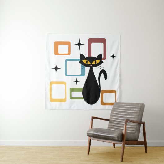 Zwarte kat uit de middeleeuwen wandkleed (In situ)