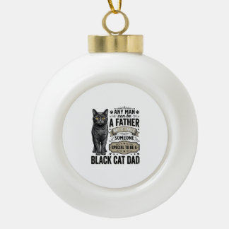 Zwarte Kat Vader Vintage Gravure T-Shirt Ontwerp_1 Keramische Bal Ornament