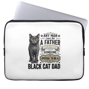 Zwarte Kat Vader Vintage Gravure T-Shirt Ontwerp_1 Laptop Sleeve