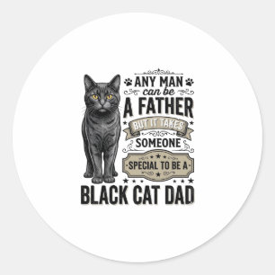 Zwarte Kat Vader Vintage Gravure T-Shirt Ontwerp_1 Ronde Sticker