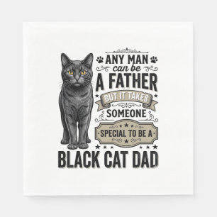 Zwarte Kat Vader Vintage Gravure T-Shirt Ontwerp_1 Servet