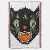  zwarte kat van Halloween Scared Deken (Voorkant Verticaal)