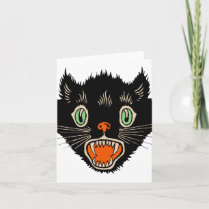 zwarte kat van Halloween Scared Kaart