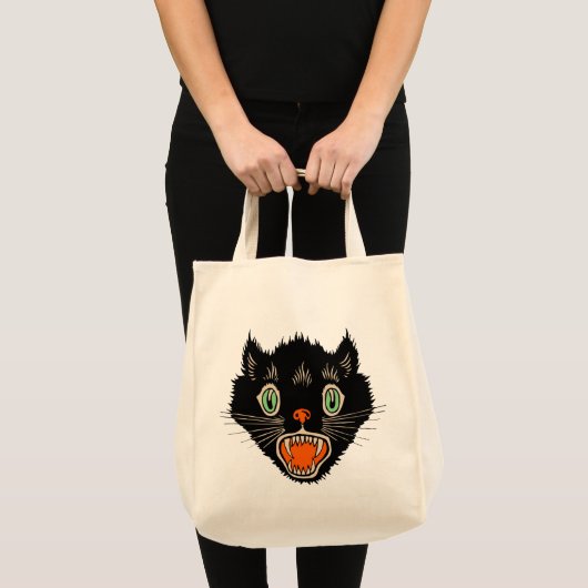 zwarte kat van Halloween Scared Tote Bag