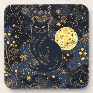 Zwarte kat van het Onderzetter van de Starry Skies