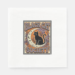Zwarte Kat Vereniging Kat Zwarte Kat Vintage Vecto Servet