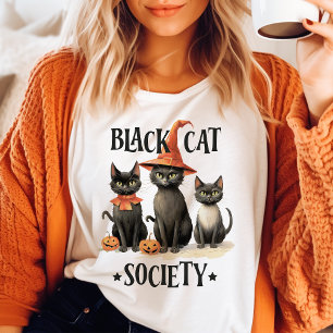 Zwarte Kat Vereniging Oude Halloween Tri-Blend Shirt