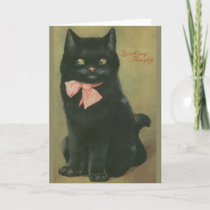 Zwarte Kat Verjaardag Wenskaart Kaart